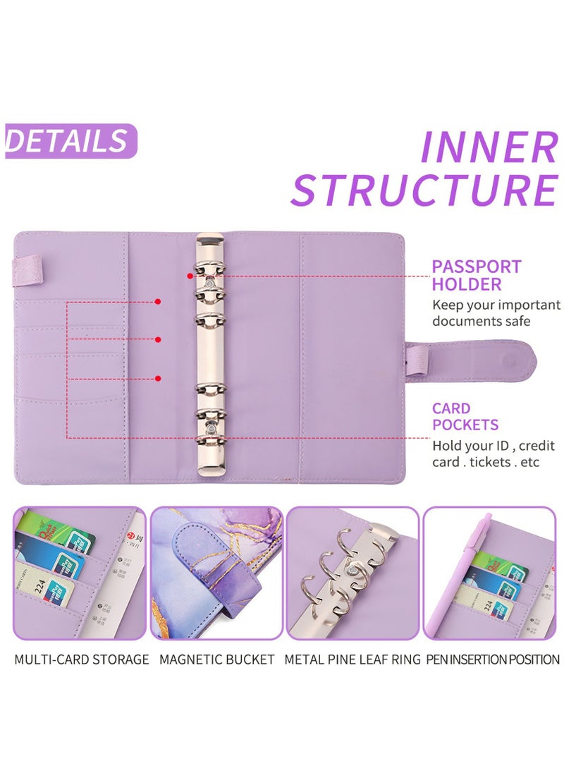 SYOSI A6 PU Leather Budget Binder Planner Budget Binder with Zipper Envelope Budget Binder with 12 Pieces Clear Zipper Envelope 12 Pieces Budget Sheet Cash Envelope for Budgeting Save Money  - Image 4