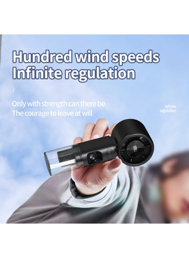 Panda Portable Handheld Misting Fan, 2 in1 Rechargeable Mini Turbo Fans, 5 Speed Adjustable Cooling Hand Fan, Personal Mister Fans with LED Digital Display for Beach, Travel, Outdoor, Office (Black) - Image 3