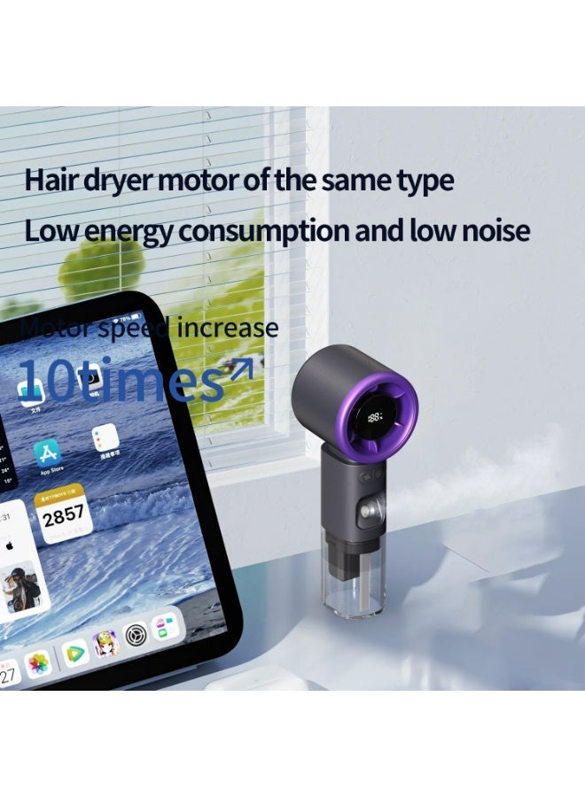 Panda Portable Handheld Misting Fan, 2 in1 Rechargeable Mini Turbo Fans, 5 Speed Adjustable Cooling Hand Fan, Personal Mister Fans with LED Digital Display for Beach, Travel, Outdoor, Office (Black) - Image 4