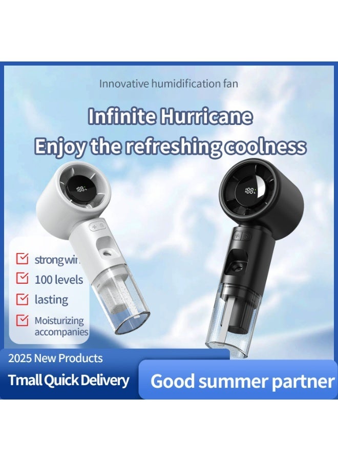 Panda Portable Handheld Misting Fan, 2 in1 Rechargeable Mini Turbo Fans, 5 Speed Adjustable Cooling Hand Fan, Personal Mister Fans with LED Digital Display for Beach, Travel, Outdoor, Office (Black) - Image 2