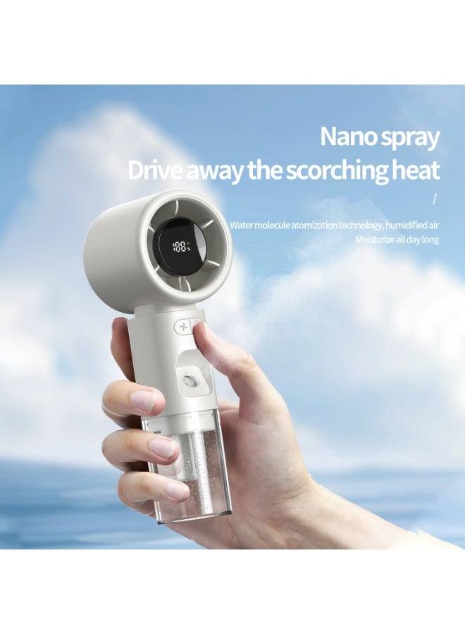 Panda Portable Handheld Misting Fan, 2 in1 Rechargeable Mini Turbo Fans, 5 Speed Adjustable Cooling Hand Fan, Personal Mister Fans with LED Digital Display for Beach, Travel, Outdoor, Office (Black) - Image 5