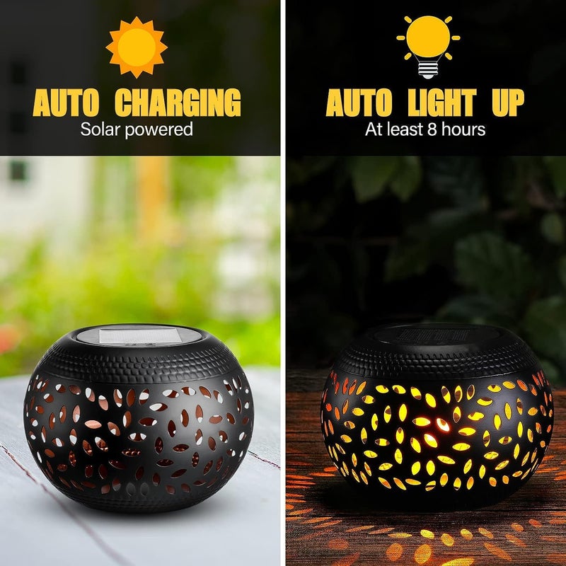 Solar Table Lanterns Outdoor Waterproof LED Lamp Black- Solar Powered Decorative Lantern for Indoor Desk Bedroom Patio Garden Pathway Yard（1 Pack） - Image 2