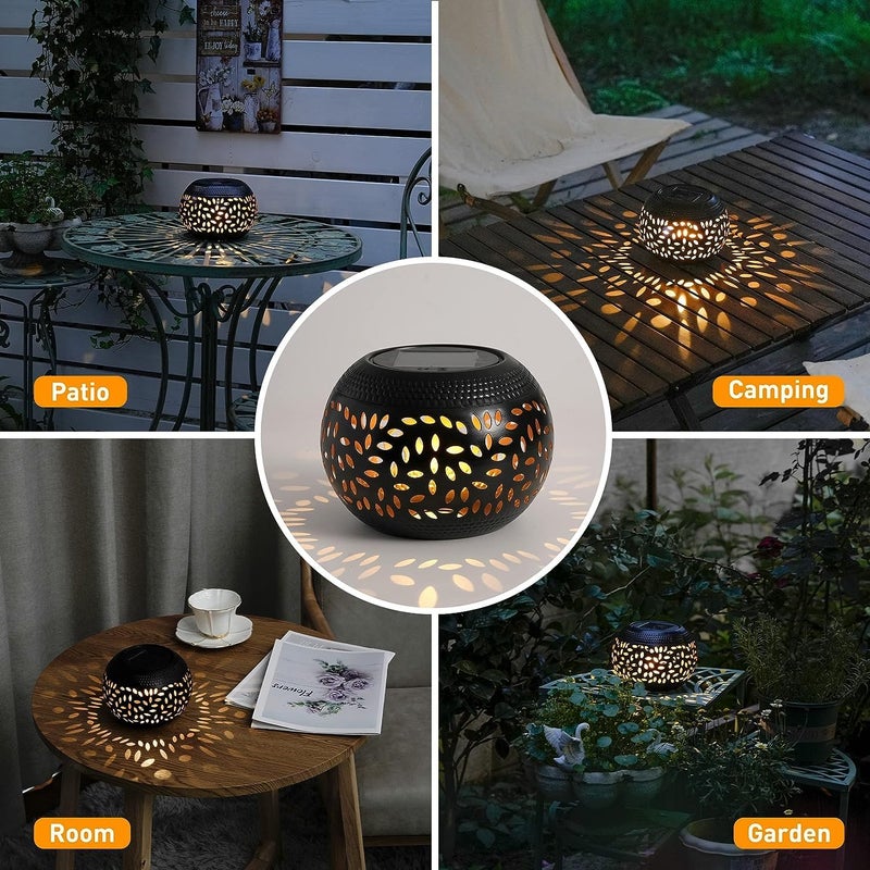 Solar Table Lanterns Outdoor Waterproof LED Lamp Black- Solar Powered Decorative Lantern for Indoor Desk Bedroom Patio Garden Pathway Yard（1 Pack） - Image 4