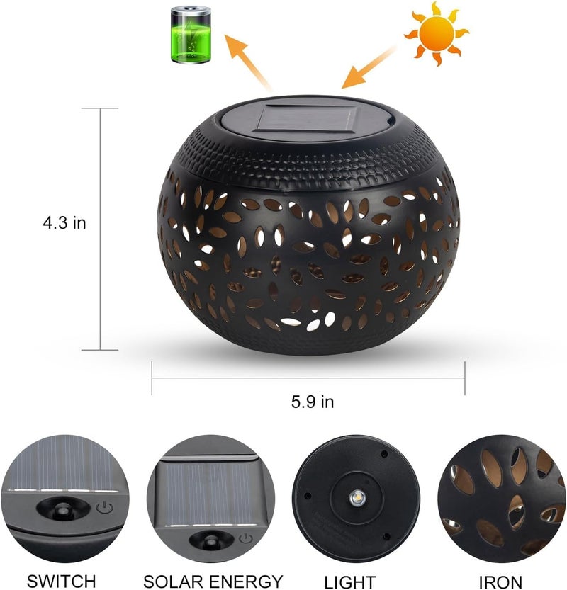 Solar Table Lanterns Outdoor Waterproof LED Lamp Black- Solar Powered Decorative Lantern for Indoor Desk Bedroom Patio Garden Pathway Yard（1 Pack） - Image 3