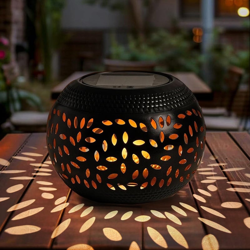 Solar Table Lanterns Outdoor Waterproof LED Lamp Black- Solar Powered Decorative Lantern for Indoor Desk Bedroom Patio Garden Pathway Yard（1 Pack） - Image 1