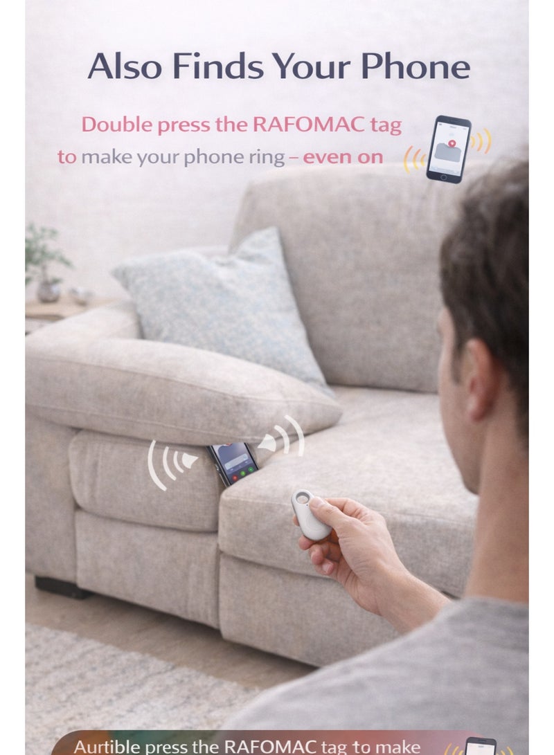 RAFOMAC iTag Bluetooth Key Finder & Phone Locator – Smart Anti-Lost Tracker Tag for Keys, Wallet, Pets, Luggage – App Controlled Item Finder with Alarm, Remote Camera Shutter & Replaceable Battery - Image 5