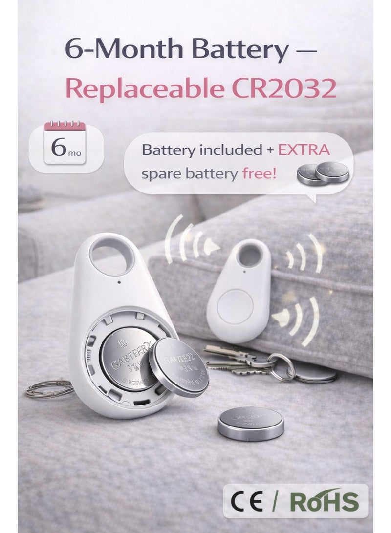 RAFOMAC iTag Bluetooth Key Finder & Phone Locator – Smart Anti-Lost Tracker Tag for Keys, Wallet, Pets, Luggage – App Controlled Item Finder with Alarm, Remote Camera Shutter & Replaceable Battery - Image 3