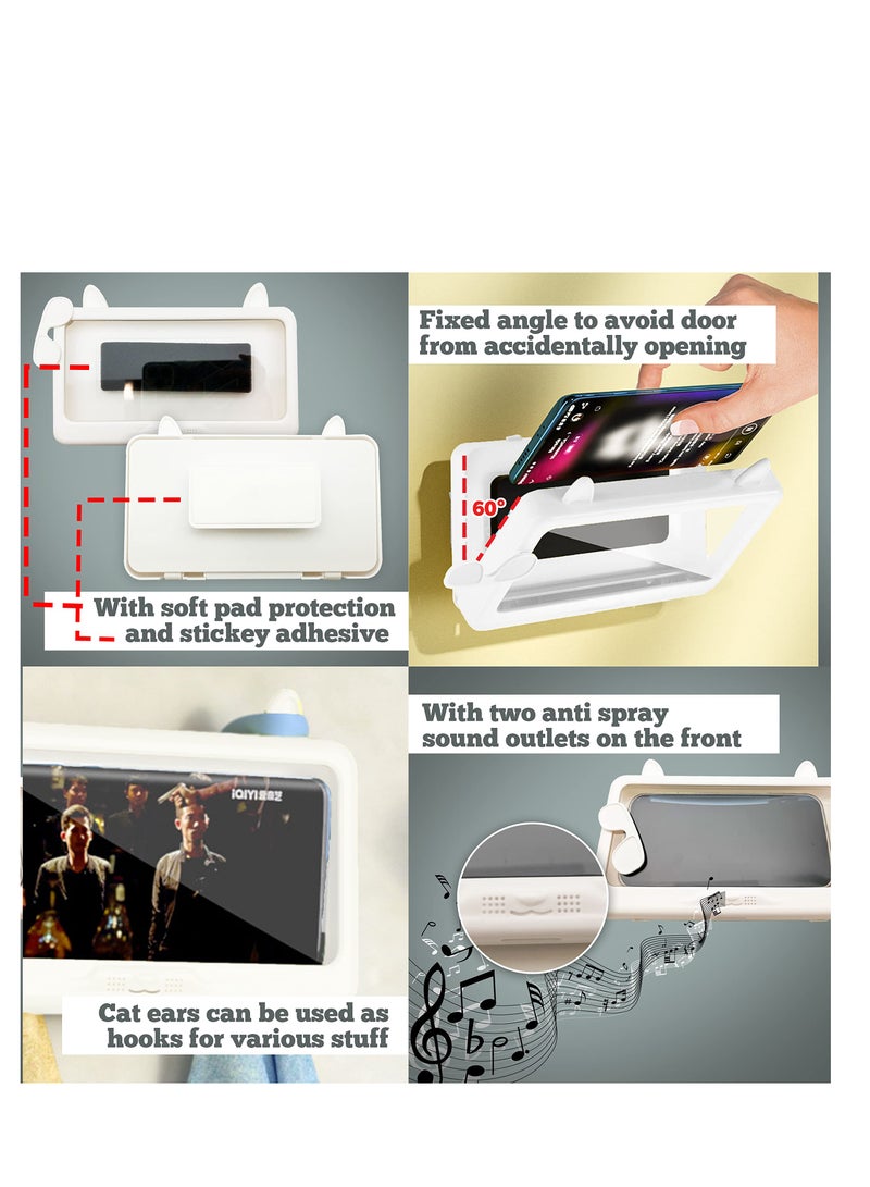 Excefore Waterproof Shower Phone Holder, Wall Mount Shower Phone Case for All iPhone Phone Accessories, 480°Rotation Shower Phone Holder Waterproof, for Shower Bathroom Mirror Bathtub - Image 5