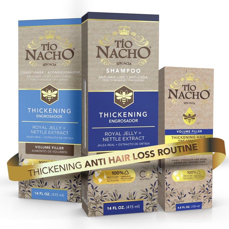 Tio Nacho Thickening Shampoo + Conditioner & Hair Treatment Set | Hair Loss Shampoo for Men & Women (14 fl oz) Volumizing Conditioner (14 fl oz) and Hair Volume Spray for Thinning Hair (4.5 fl oz) - Image 1