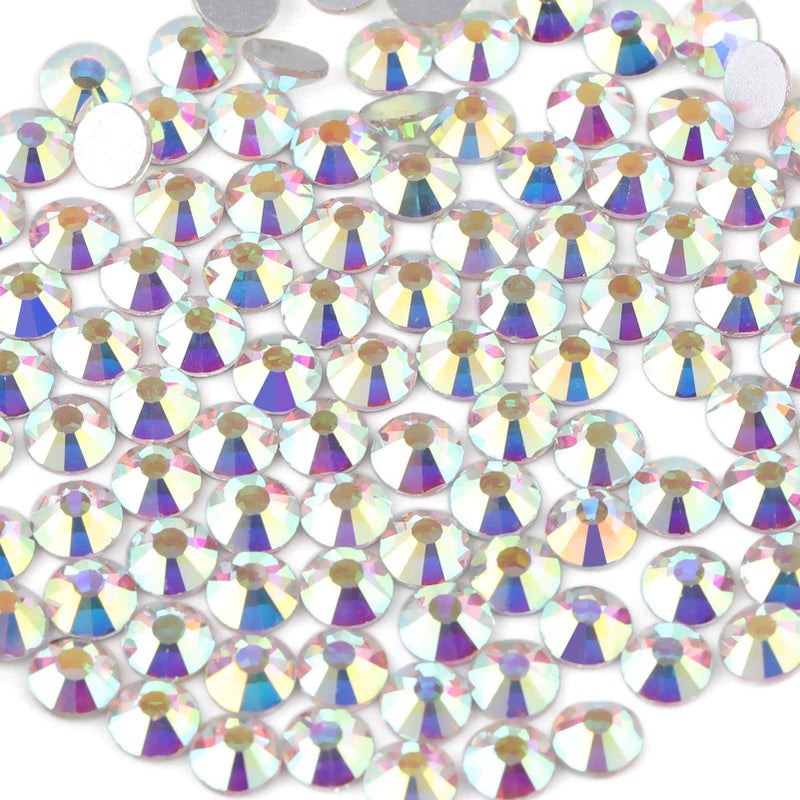 Beadsland 1440 PCS Flat Back Crystal Rhinestones Round Gems for Nail Art Glue Fix CrystalAB SS123032mm