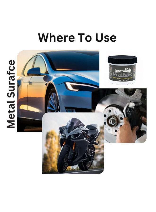 The Treatment Metal Polish Pack of 5 (5 x 5oz / 148ml) Safe Non Scratch Multi Metal Cleaner and Restorer for Car Motorcycle Wheels Rims Chrome Brass Silver Stainless Steel Aluminum Plexiglass Tools Household Fixtures Easy Application Results Pro - Image 3