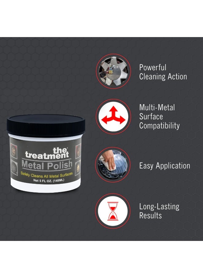The Treatment Metal Polish Pack of 5 (5 x 5oz / 148ml) Safe Non Scratch Multi Metal Cleaner and Restorer for Car Motorcycle Wheels Rims Chrome Brass Silver Stainless Steel Aluminum Plexiglass Tools Household Fixtures Easy Application Results Pro - Image 5