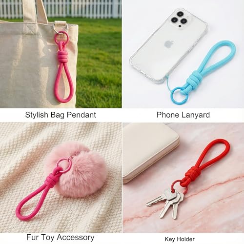 Cmidy Paracord Keychain Wristlet Bag Charm 12pcs Braided Strap Key Ring Rope Keychain Lanyard for Car Keys Phone Plush Toys - Image 4