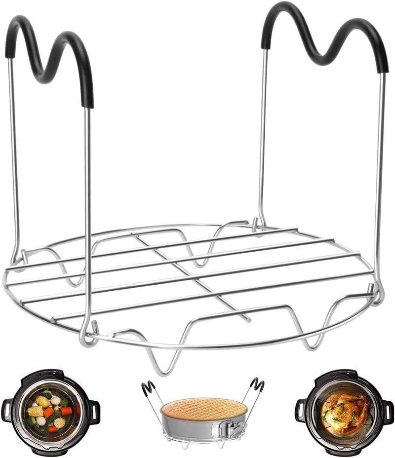 Createy Steamer Rack Trivet with Handles Compatible with Instant Pot Accessories 6 Qt 8 Quart, Pressure Cooker Trivet Wire Steam Rack, Great for Lifting out Whatever Delicious Meats & Veggies You Cook - Image 1