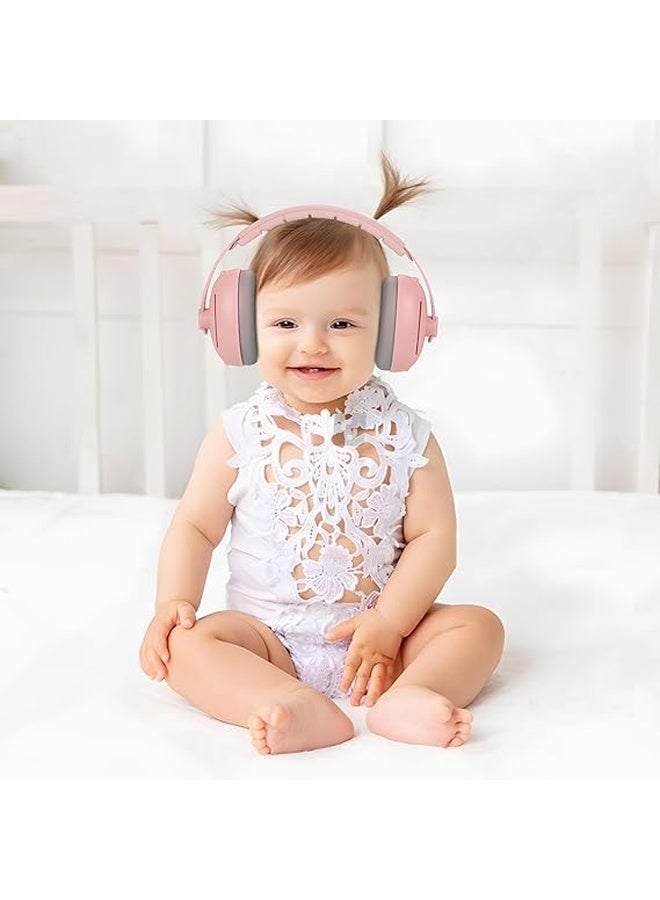 Berma Baby سدادات أذن للأطفال الرضع والأطفال الصغار أقل من 36 شهرًا، سدادات أذن عازلة للضوضاء، عصابة رأس ناعمة قابلة للتعديل، مناسبة للأطفال الصغار، سماعات رأس مريحة للأطفال، تمنع فقدان السمع وتحسن النوم (وردي) - Image 5