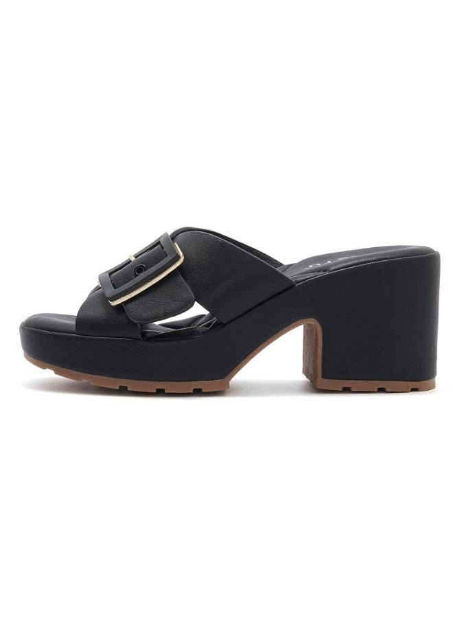NIBEMINENT Spring Summer Thick-Soled Sandals For Women Casual And Comfortable Large-Size Metal Buckle Slippers Casual Versatile  - Image 1
