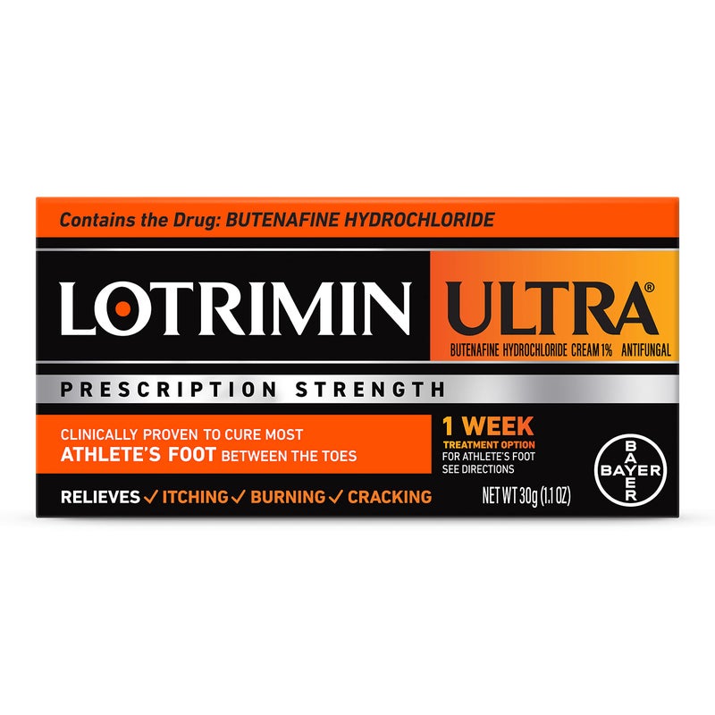 Lotrimin علاج قدم الرياضيين لوتريمين ألترا لمدة أسبوع، قوة وصفة بيوتينافين هيدروكلوريد 1%، يعالج معظم قدم الرياضيين بين الأصابع، كريم، 1.1 أونصة - Image 1