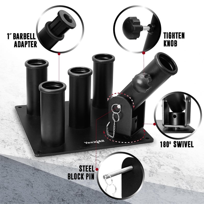 Yes4All 2in1 T-Bar Row Platform Multifunction with 1inch & 2 inch (5 Bars) and 1-Inch Adapter, Barbell Holder with Landmine Attachment - Image 3