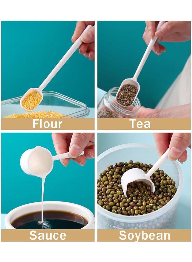 SYOSI طقم ملاعق قياس، مغارف بلاستيكية ذات مقبض طويل وقصير للقهوة وبروتين الحليب وطعام الحيوانات الأليفة، أداة قياس مطبخ دقيقة 5 جرام 15 جرام، 4 قطع باللون الأسود - Image 4