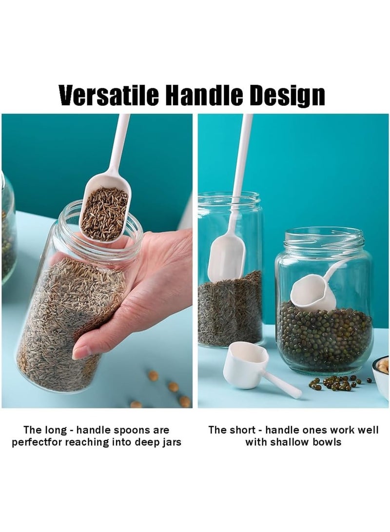 SYOSI طقم ملاعق قياس، مغارف بلاستيكية ذات مقبض طويل وقصير للقهوة وبروتين الحليب وطعام الحيوانات الأليفة، أداة قياس مطبخ دقيقة 5 جرام 15 جرام، 4 قطع باللون الأسود - Image 3