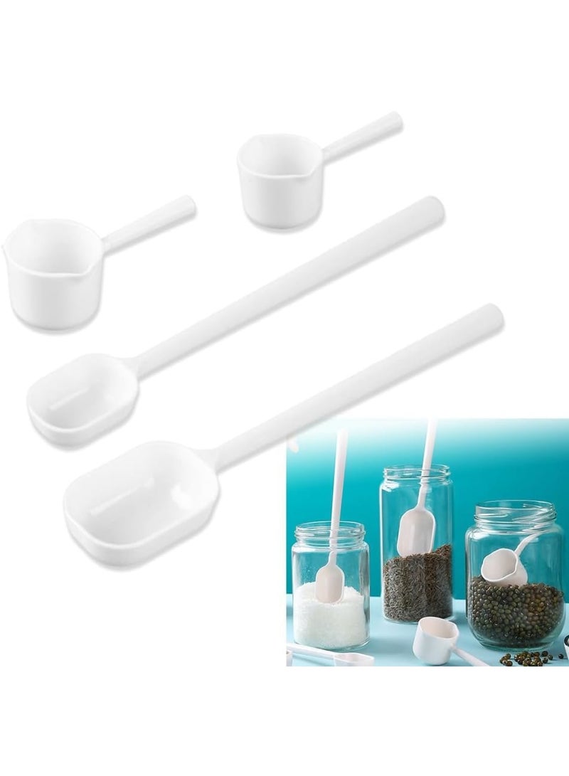 SYOSI طقم ملاعق قياس، مغارف بلاستيكية ذات مقبض طويل وقصير للقهوة وبروتين الحليب وطعام الحيوانات الأليفة، أداة قياس مطبخ دقيقة 5 جرام 15 جرام، 4 قطع باللون الأسود - Image 1