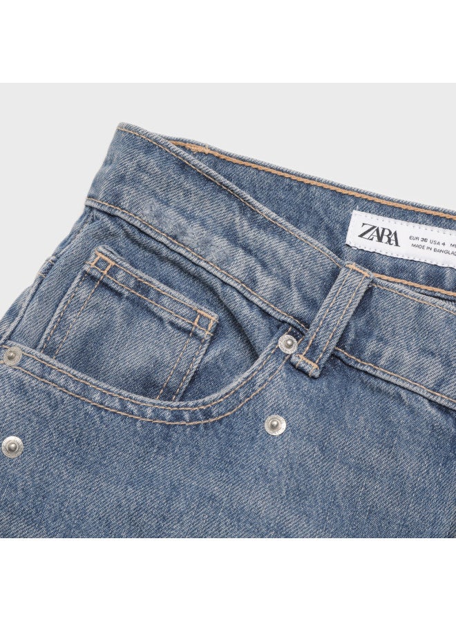 Zara women's Washed And Distressed Casual Versatile Snap Button Embellished Design Jeans - Image 5