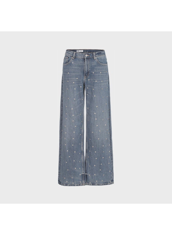 Zara women's Washed And Distressed Casual Versatile Snap Button Embellished Design Jeans - Image 2
