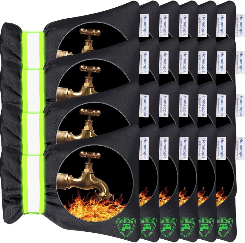 HOMETOPIA Outdoor Faucet Covers for Winter,20 Pack Pro 8.3" H x 6.7" W Outdoor Hose Bib Covers for Winter Freeze Protection Outside Spigot Cover insulated Reusable Waterproof backflow Cover,Black - Image 1
