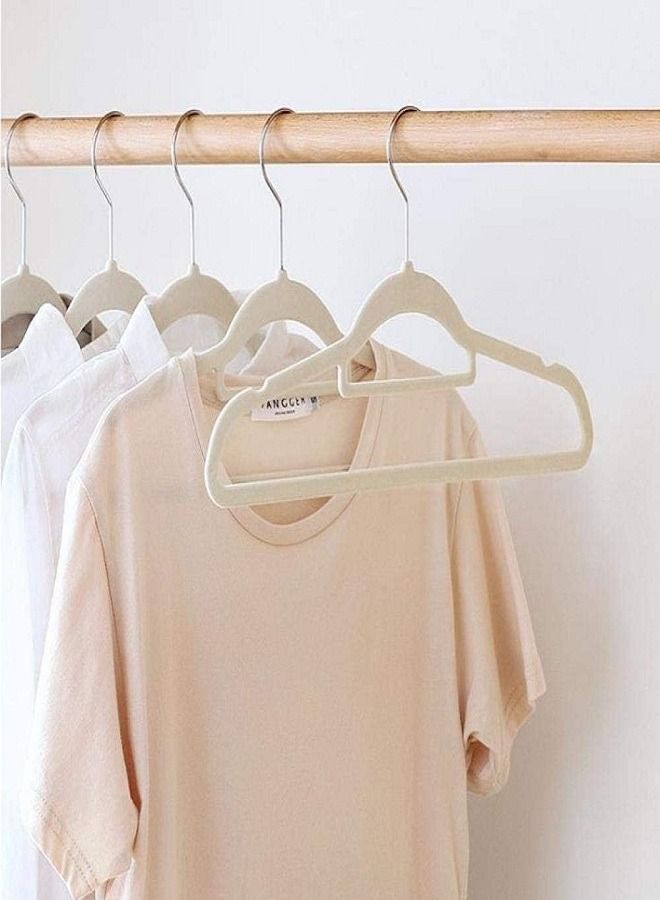 Velvet Clothes Hanger Lightweight Durable Ultra Thin Space Saver 360 Degree Rotating Hanger Ideal for Hanging Coats, Jackets, Shirts, Dresses, Pants, Pack of 20, Beige
