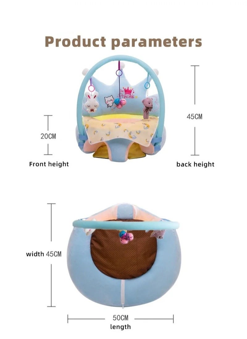MIXDE Baby Sitting Support Seat Sofa With Toys Rack Infant Learning Chair - Crystal Velvet Fabric PP Cotton Filling Perfect Toddler Gift to Learn to Sit  - Image 5