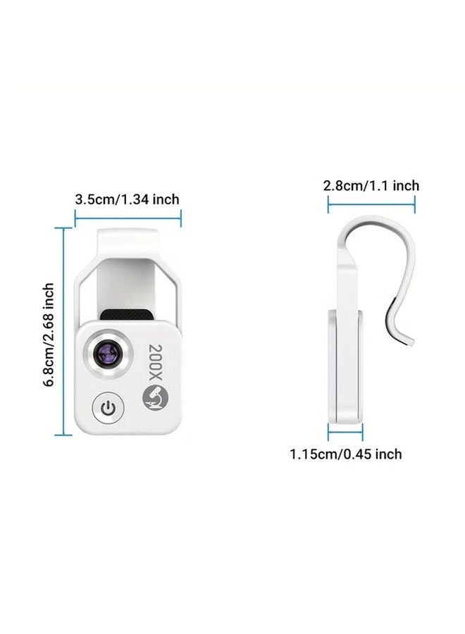 White Apexel 200X Phone Pocket Microscope with CPL Lens LED Light for iPhone All Phones - Image 3