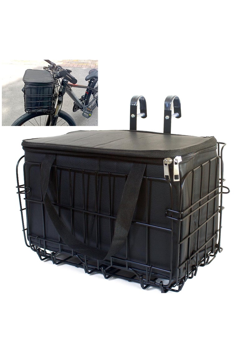 DUNISO Bike Basket With Foldable Design, Large Capacity, Easy Install, Waterproof Inner Bag, Black 13.3x7.8x8.6 in - Image 1