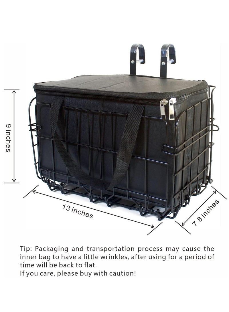 DUNISO Bike Basket With Foldable Design, Large Capacity, Easy Install, Waterproof Inner Bag, Black 13.3x7.8x8.6 in - Image 2