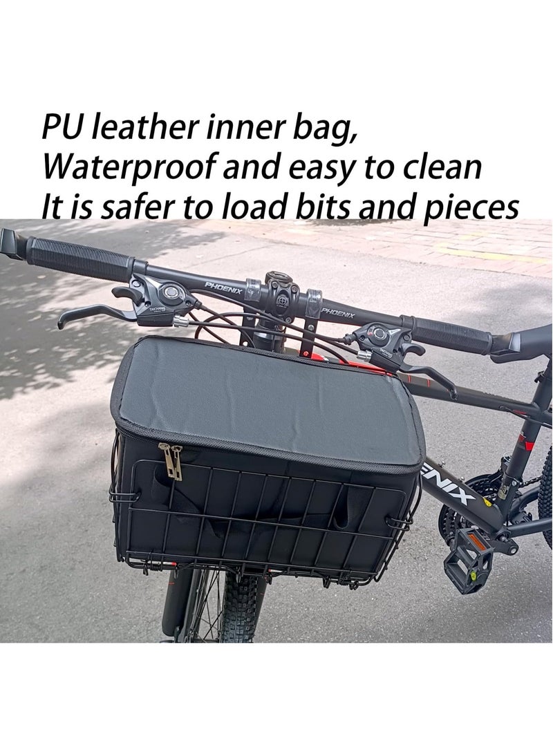 DUNISO Bike Basket With Foldable Design, Large Capacity, Easy Install, Waterproof Inner Bag, Black 13.3x7.8x8.6 in - Image 4