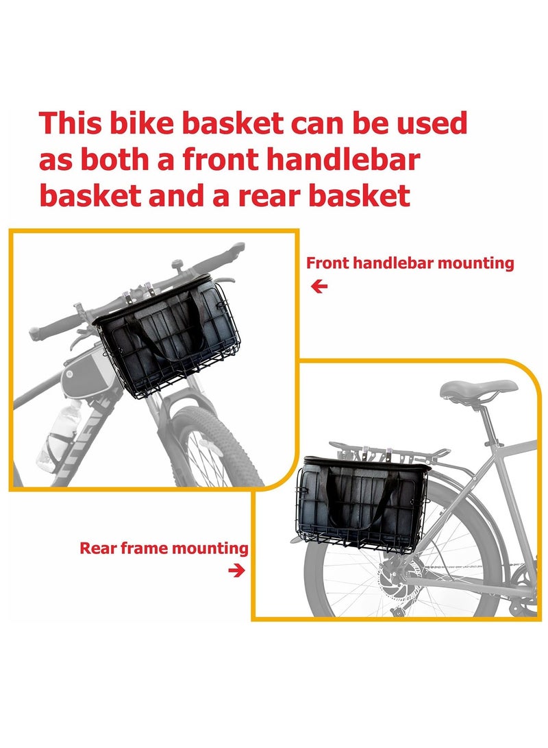 DUNISO Bike Basket With Foldable Design, Large Capacity, Easy Install, Waterproof Inner Bag, Black 13.3x7.8x8.6 in - Image 5
