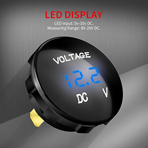 DaierTek DC 12V 24V Display Automotive Replacement Voltmeter Gauge, 12 Volt 24 Volt 36 Volt Digital Voltage Meter Gauge Waterproof Mini Battery Monitor Indicator for Car Boat Marine with Blue LED - Image 3