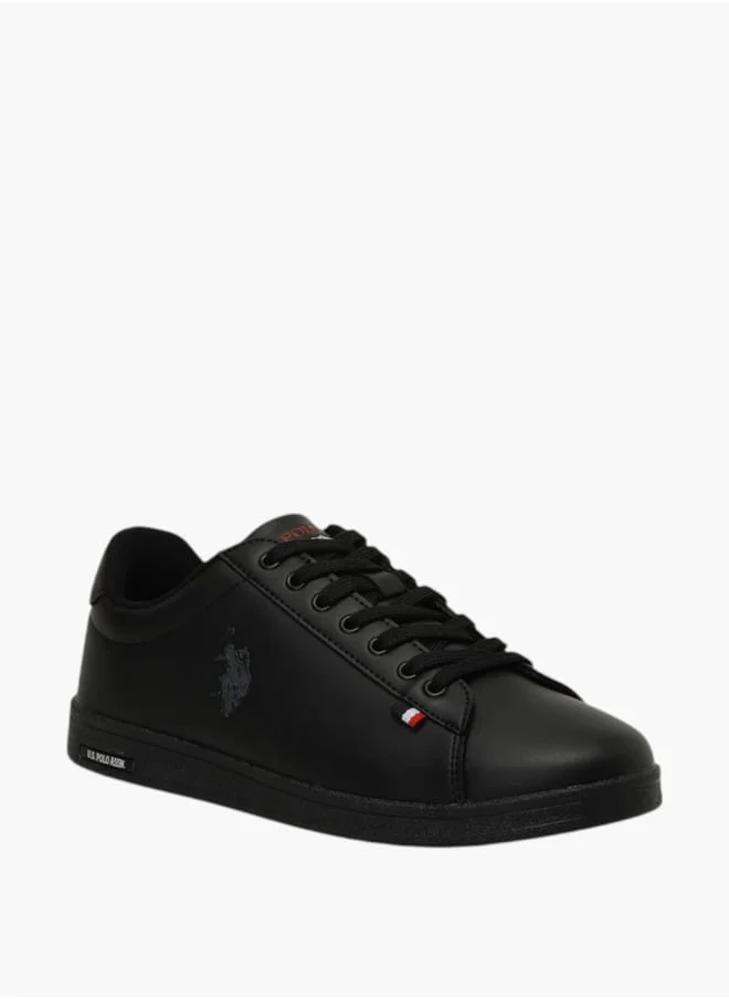 يو اس بولو اسن Men's Logo Detail Lace-Up Sneakers