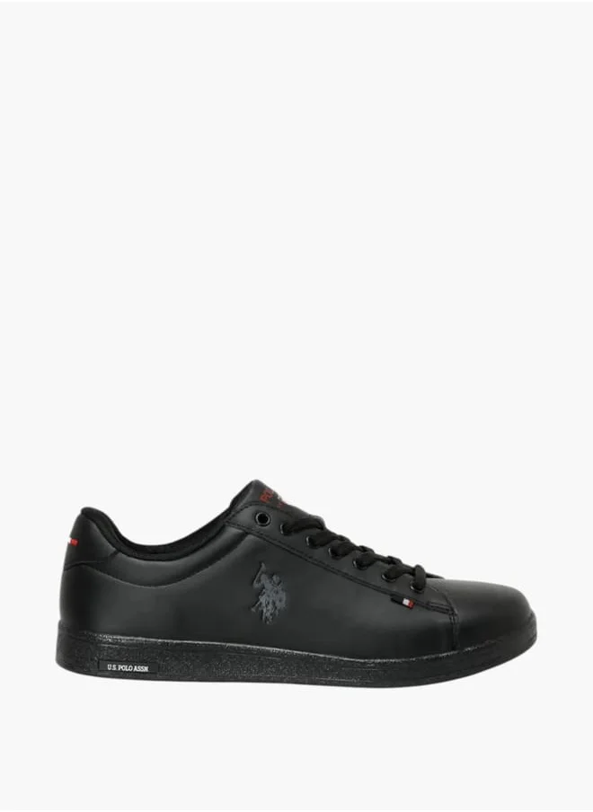 يو اس بولو اسن Men's Logo Detail Lace-Up Sneakers