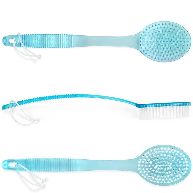 DecorRack Bath Brush with Bristles, Long Handle for Exfoliating Back, Body, and Feet, Bath and Shower Scrubber, Blue (1 Pack) - Image 2