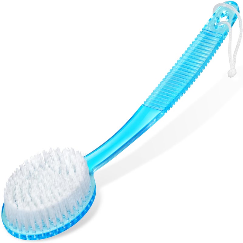 DecorRack Bath Brush with Bristles, Long Handle for Exfoliating Back, Body, and Feet, Bath and Shower Scrubber, Blue (1 Pack) - Image 1