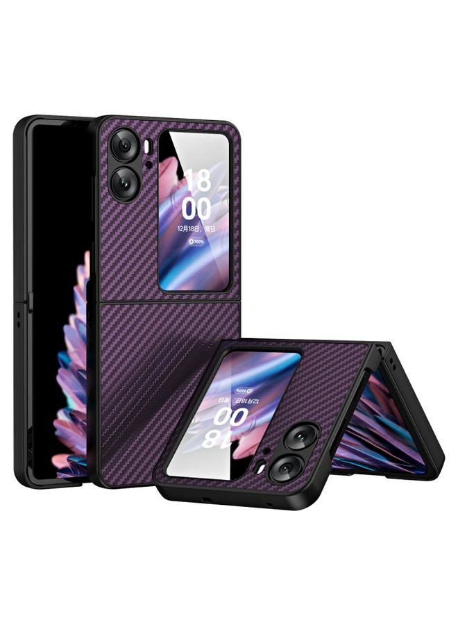 HuHa Case Cover For OPPO Find N2 Flip Integrated Composite Carbon Fiber Pattern Phone Case Purple