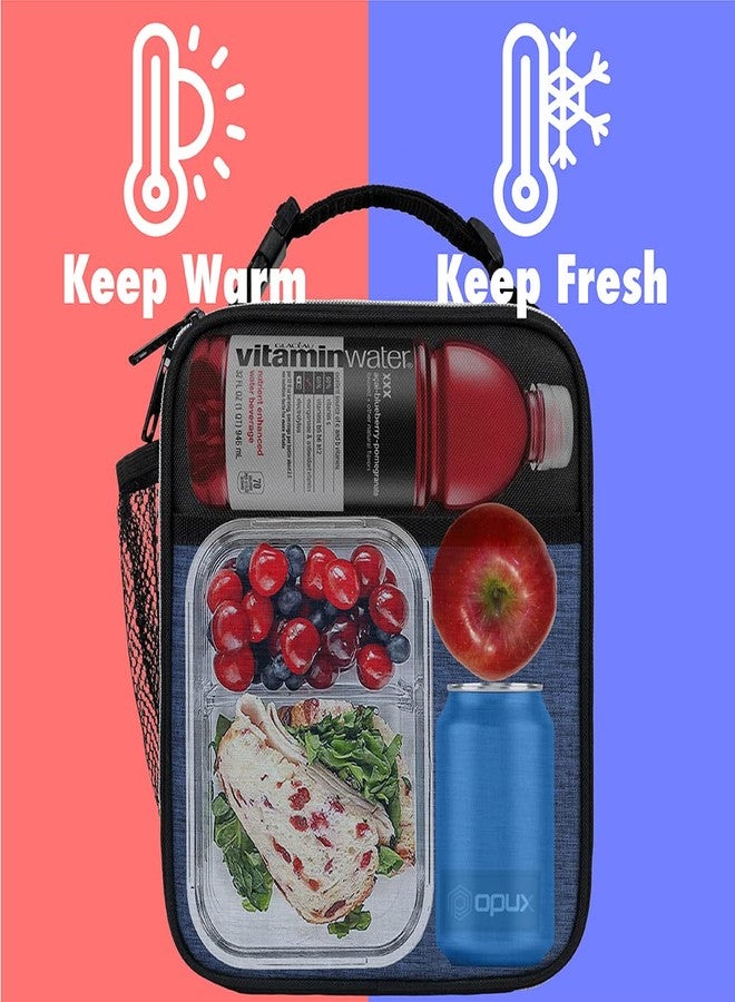 opux Premium Insulated Lunch Box, Soft School Lunch Bag for Kids Boys Girls, Leakproof Small Lunch Pail Men Women Work, Reusable Compact Cooler Tote Lunchbox for Office Adult, Heather Navy - Image 2