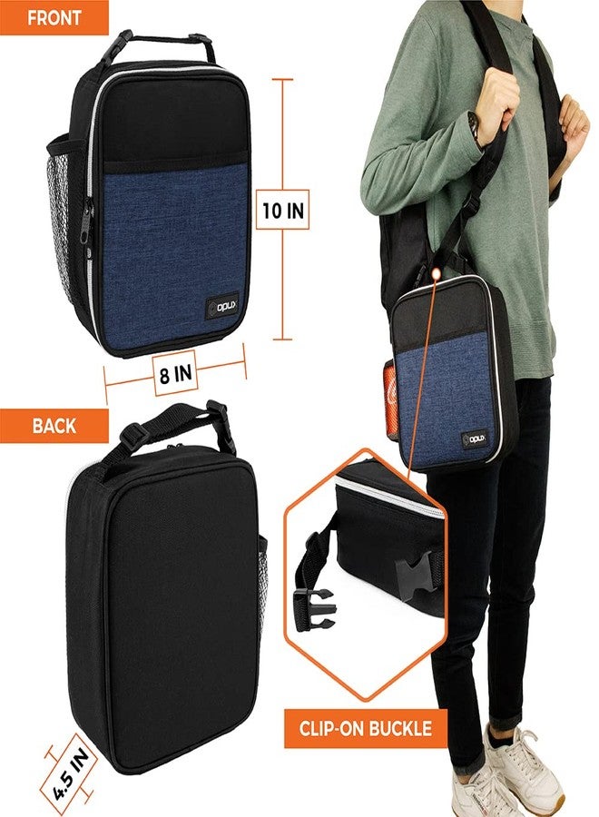 opux Premium Insulated Lunch Box, Soft School Lunch Bag for Kids Boys Girls, Leakproof Small Lunch Pail Men Women Work, Reusable Compact Cooler Tote Lunchbox for Office Adult, Heather Navy - Image 3