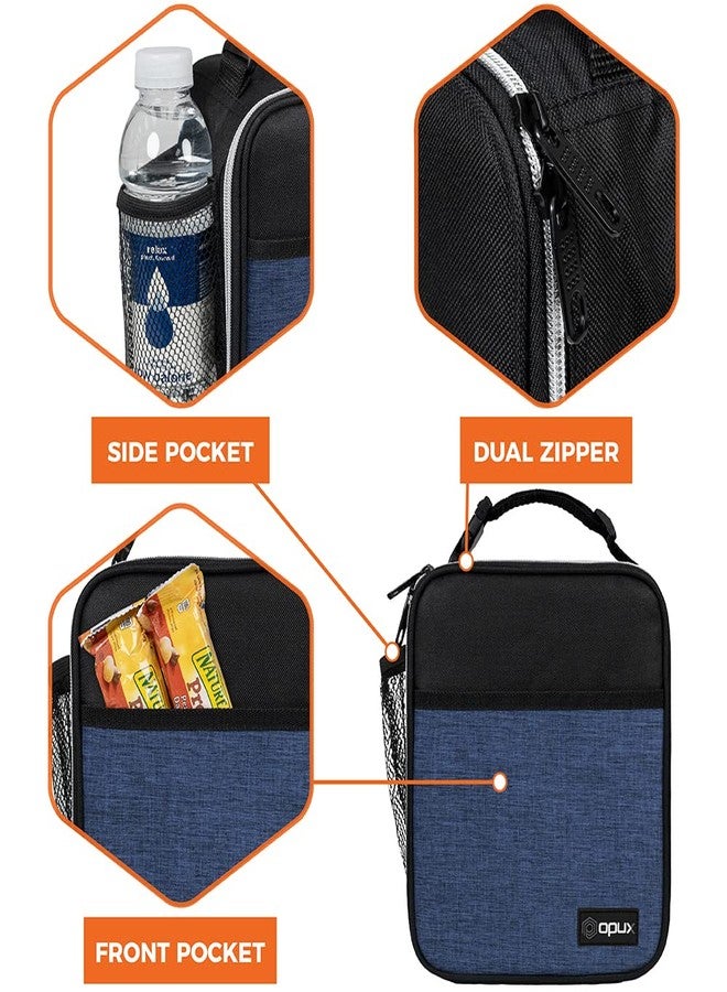 opux Premium Insulated Lunch Box, Soft School Lunch Bag for Kids Boys Girls, Leakproof Small Lunch Pail Men Women Work, Reusable Compact Cooler Tote Lunchbox for Office Adult, Heather Navy - Image 4