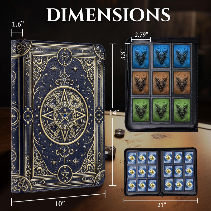 Soar Forge Star Mage Trading Card Binder - 9 Pocket Ringless TCG Binder, 3D PU Leather - Premium 432 Side-Loading Pockets - Perfect Storage Holder for MTG, and Many TCG & Trading Card Collections (Blue Jewel) - Image 3