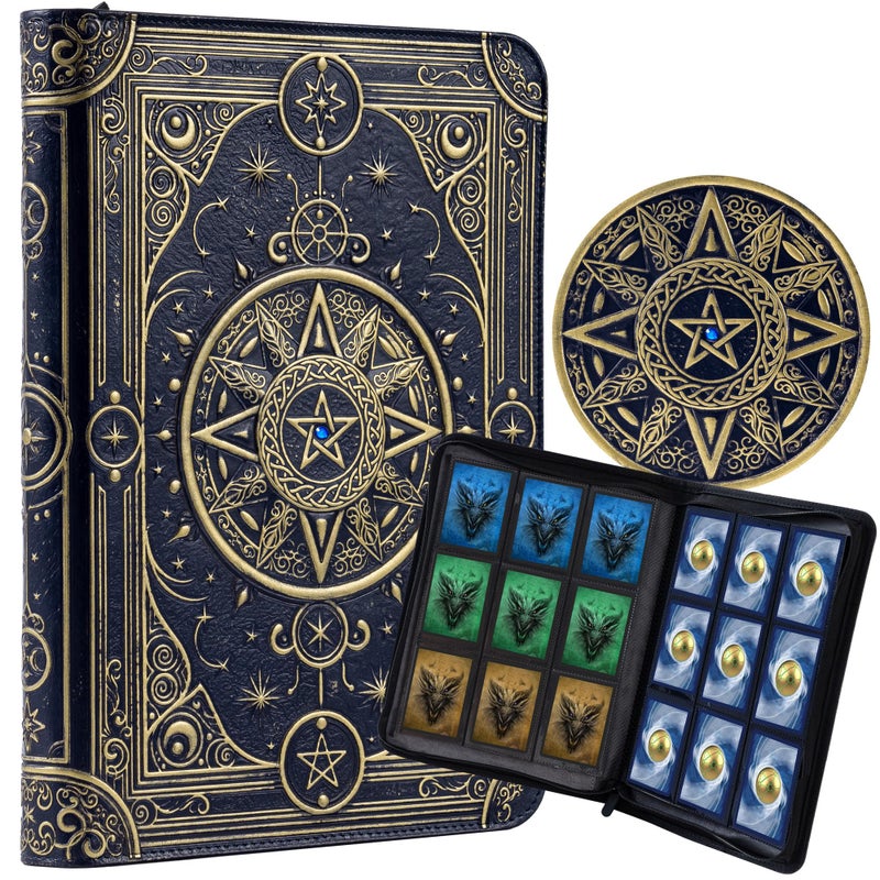 Soar Forge Star Mage Trading Card Binder - 9 Pocket Ringless TCG Binder, 3D PU Leather - Premium 432 Side-Loading Pockets - Perfect Storage Holder for MTG, and Many TCG & Trading Card Collections (Blue Jewel) - Image 1