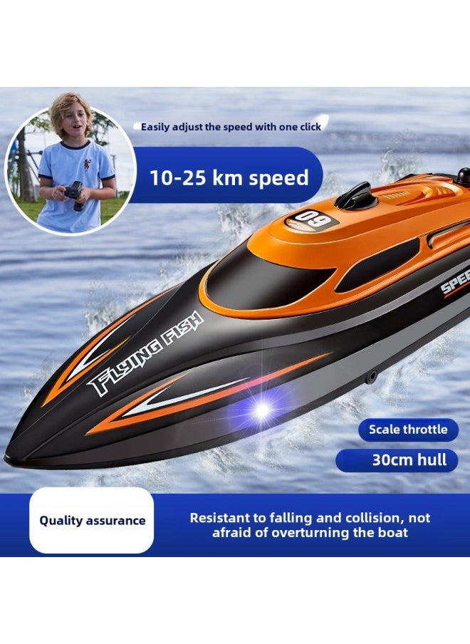 Generic - HJ812 Remote Control High-speed Boat 2.4g Water Toy Boat Model 8-word Sailing Demonstration High-speed Speedboat Competitive Boat-Color:HJ812 Remote Control Boat-Orange-Specifications:Dual Battery Package (one Spare Battery) - Image 1