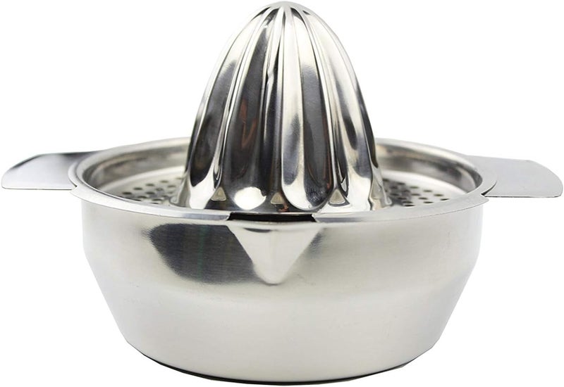 EVK® Stainless Steel Juicer machine with Easy Pour Spout Juicer maker Hand Squeezer Rotation Hand Juicer with Bowl Juicer Strainer (Round Big) - Image 2