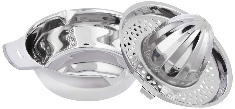 EVK® Stainless Steel Juicer machine with Easy Pour Spout Juicer maker Hand Squeezer Rotation Hand Juicer with Bowl Juicer Strainer (Round Big) - Image 3