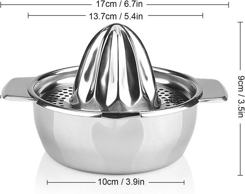 EVK® Stainless Steel Juicer machine with Easy Pour Spout Juicer maker Hand Squeezer Rotation Hand Juicer with Bowl Juicer Strainer (Round Big) - Image 4